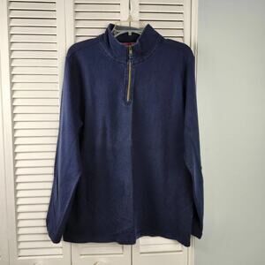 Faded Glory 1/4 Zip Cotton Pullover M Navy Blue Y2K